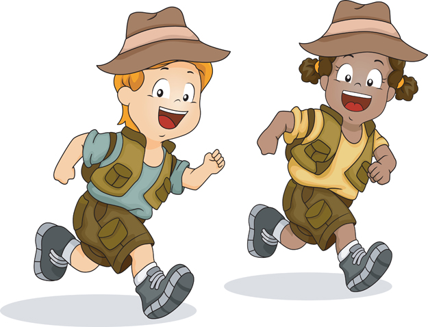 Safari boy and girl running
