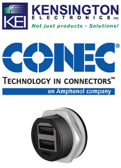Conec's IP67 USB 2.0 Dual Port connector